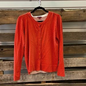 Large orange and white polka dot MERONA sweater